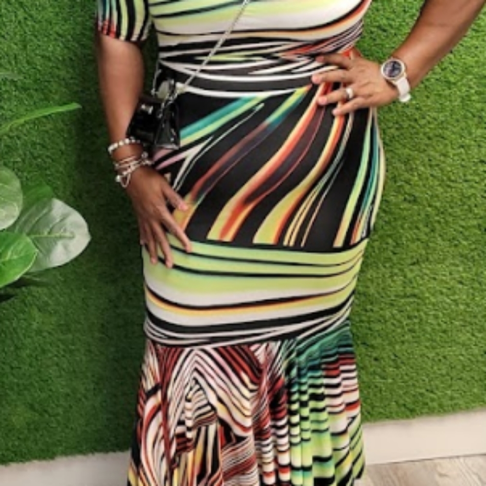 The Curve by Judani stripped dress bodycon maxi dress